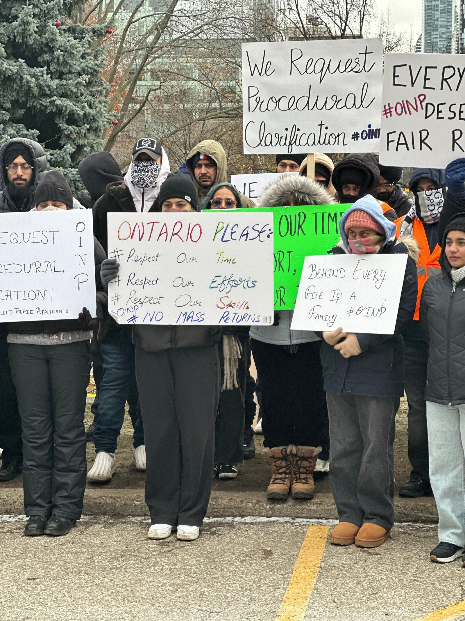 OINP skilled trade applicants protesting for fair treatment